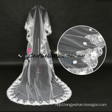 China supplier wholesale Bridal veils tulle fabric 3M long Embroidery wedding veil